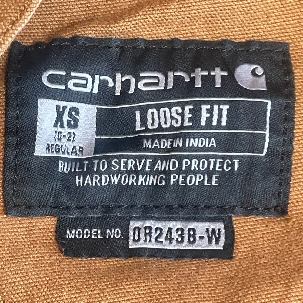 CARHARTT Loose Fit Canvas Lighter weight Bib Overalls XS Reg. - Picture 8 of 11